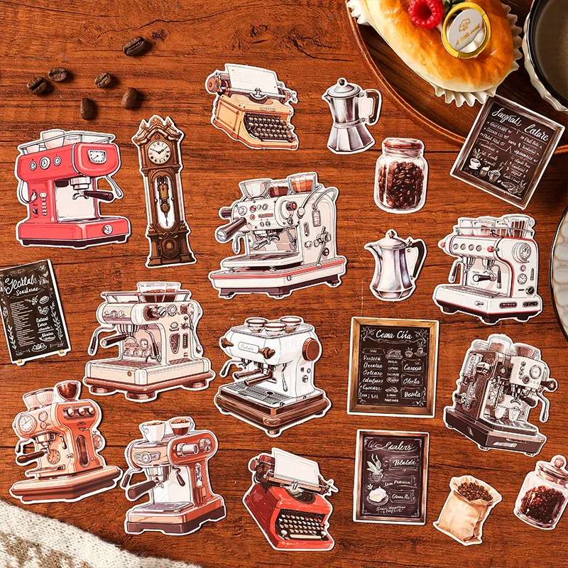 20 Stück Aufkleber-Set mit Kaffee-Thema, selbstklebend, für Diy-Handkonto, Tagebuch, Album, Scrapbooking, Material, Planer, Bastelbedarf Image