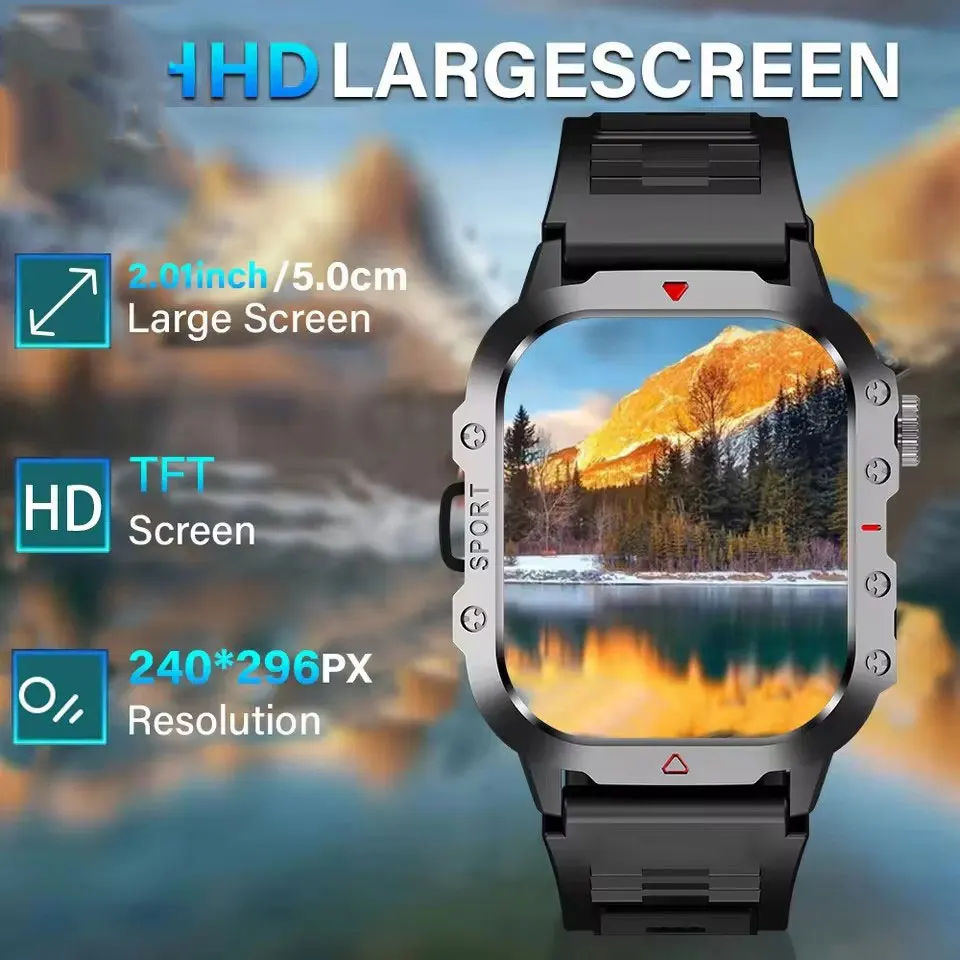 Neue Outdoor Sport Militray SmartWatch Männer Bluetooth Anruf GPS Fitness Tracker Herzfrequenz Schlaf Smart Uhr für ios Android Image