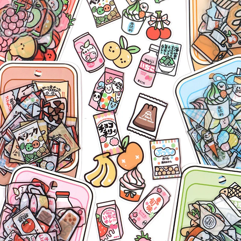 40 stücke Kawaii Cartoon Snacks thema Aufkleber ästhetische Dekorative Stick Etiketten Tagebuch Album Planer Diy Scrapbooking zubehör Image