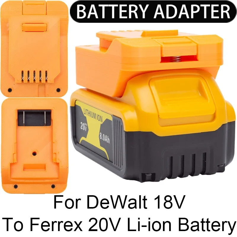 Adapter/Konverter für Ferrex 20 V Li-Ionen-Werkzeuge. Konvertieren in DeWalt 18/20 V Li-Ionen-Akku-Adapter, Elektrowerkzeug-Zubehör Image