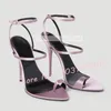 Rosa Satin Zehenriemen High Heels Sandalen Weibliche Spitze Offene spitze Stiletto Schuhe Dame Elegante Party Gürtelschnalle Knöchelriemen Sandalen