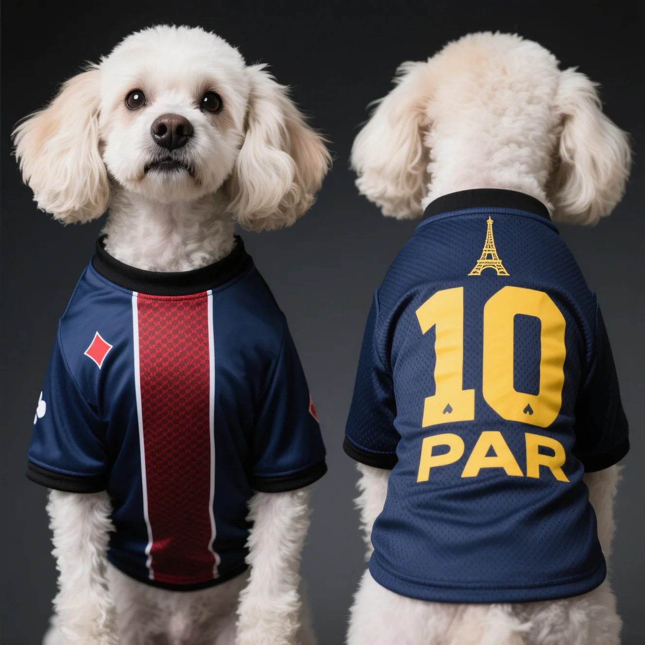 2025, kurzärmeliges Hunde-T-Shirt für Hunde, bequem und cool für den Sommer, Fußballtrikot im Paris-Stil im Saint-Germain-Stil Image