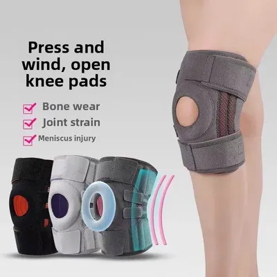 Pressurized Open Knee Pads Adjustable Silicone Spring Pressurized Support Knee Pads Badminton Hiking Open Knee Pads