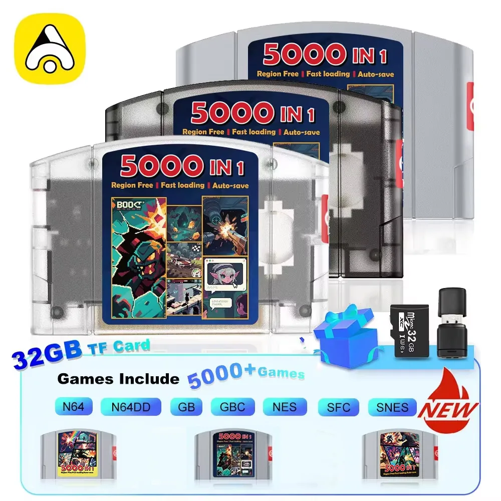 5000-in-1-Spielkarte für Nintendo 64, Retro-Videospiel, keine Einschränkung der Region, automatische Spar-Backup-Spielkassette für N64