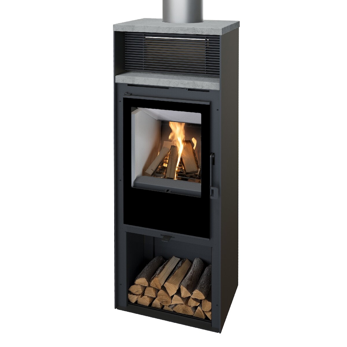 EEK A+ Kaminofen Malme S Naturstein schwarz mit Designglas - 5,6 kW Image