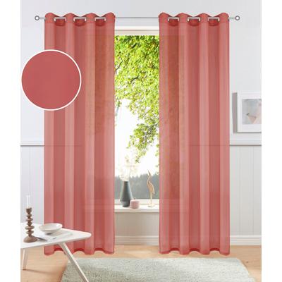 Gardine MY HOME "XANA mit Ösen, Kräuselband oder Schlaufen" Gr. 3, orange (terra), B:140cm H:225cm, Voile, Polyester, Gardinen, Bestseller, einfarbig, 1 bzw. 2 Schals, pflegeleicht, Schal Image