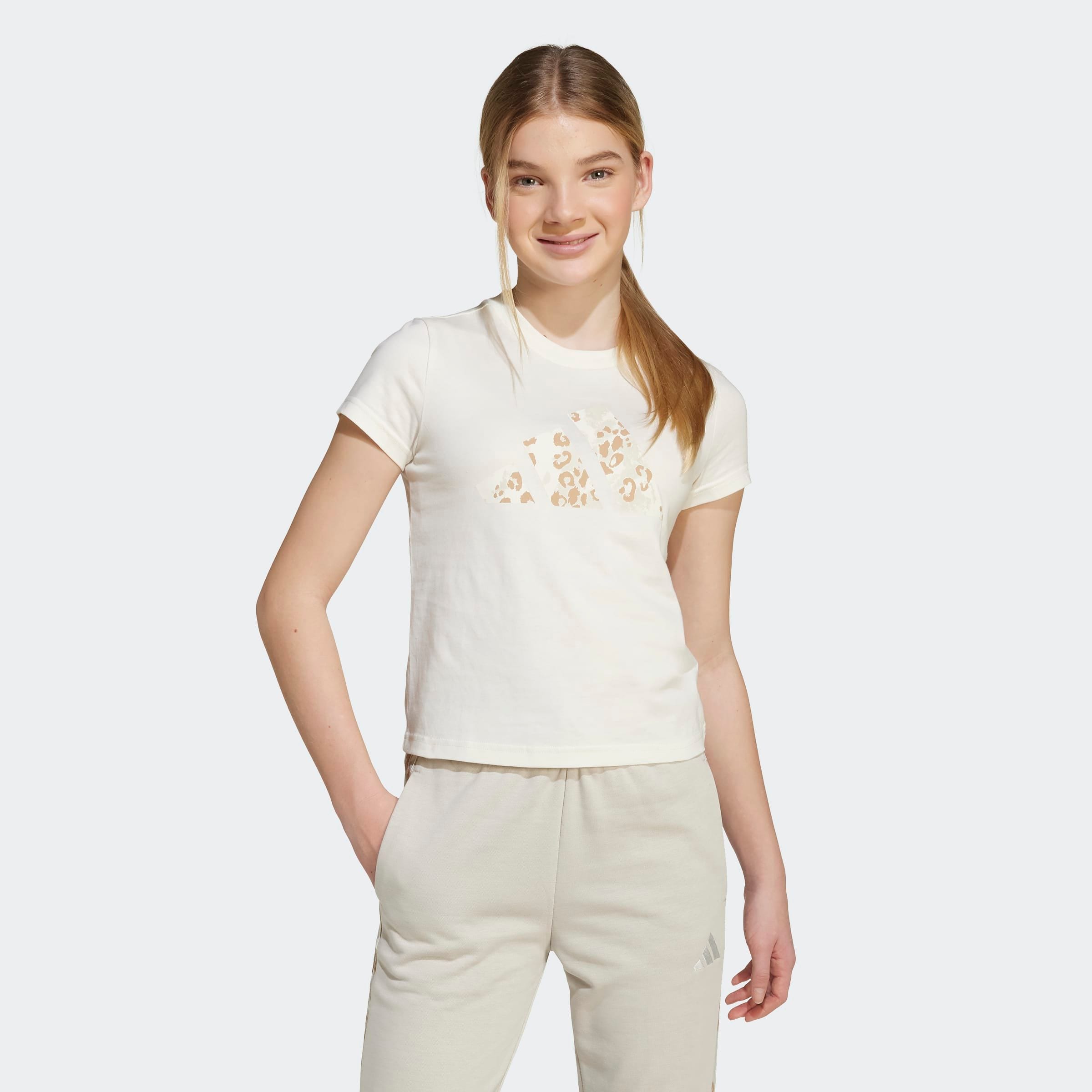 T-Shirt ADIDAS SPORTSWEAR "G ANML SJ BL T", Kinder, Gr. 170, grau (wonder aluminium), Obermaterial: 100% Baumwolle, Rundhals, Shirts Image