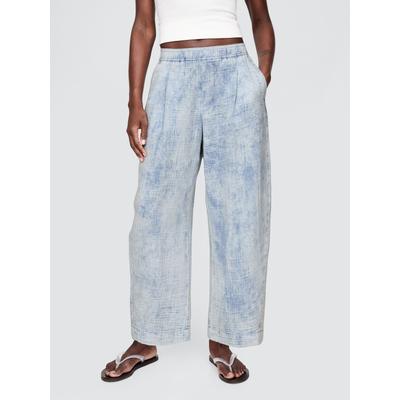 Gap Blue Crinkle Gauze Denim Easy Barrel Trousers