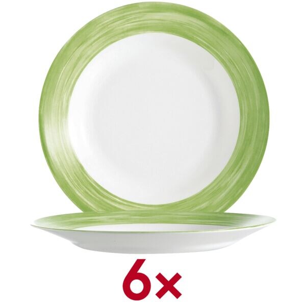 Arcoroc Desserteller Brush Teller flach 19,3 cm - 6 Stück 6 Stück grün, 19.3x2.5x19.3 cm