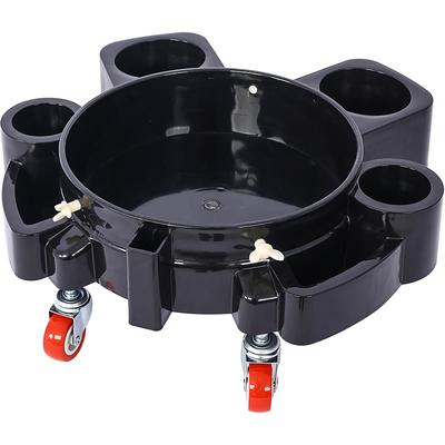 5 Gallon Bucket Dolly, Professional Car Wash Bucket Cart With Wheel Casters, Rolling Bucket Dolly With Side Organizer