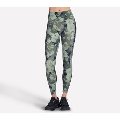 Skechers Women's GO FLEX RIB Inbloom Full Length High-Waisted Legging | Size XS | Charcoal/Olive | Nylon/Spandex