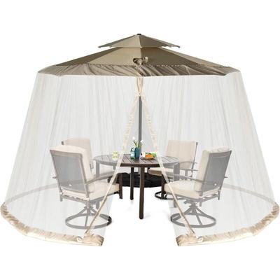 COSTWAY verstellbares Moskitonetz für 250-300 cm Sonnenschirme Pavillon, Insektenschutz mit 2 Image