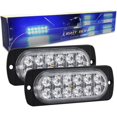 2 Stück 4,3 Zoll 12 LED-Blitzlichtleiste, 12 v 24 v Blinklicht Polizeianhängerlichter, Blau - Aiperq Image