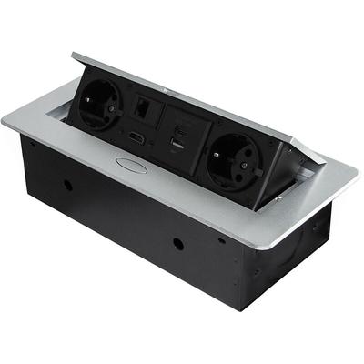 Emuca - Multistecker Atom 26, 225x111mm, 2 Schuko-Stecker, 1 usb Typ a, 1 usb Typ c, 1 RJ45, 1 Image