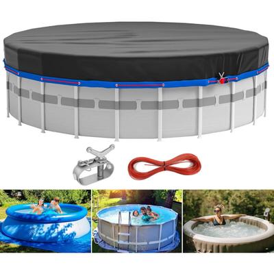 Coocheer - Runde oberirdische Schwimmbadabdeckung mit passendem Stahlkabel + Kabelspanner, Image