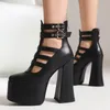 Sexy High Heels Pumps Frau Schuhe Plattform 2024 Knöchel Riemen Schwarz Rosa Mit Hohen Absätzen