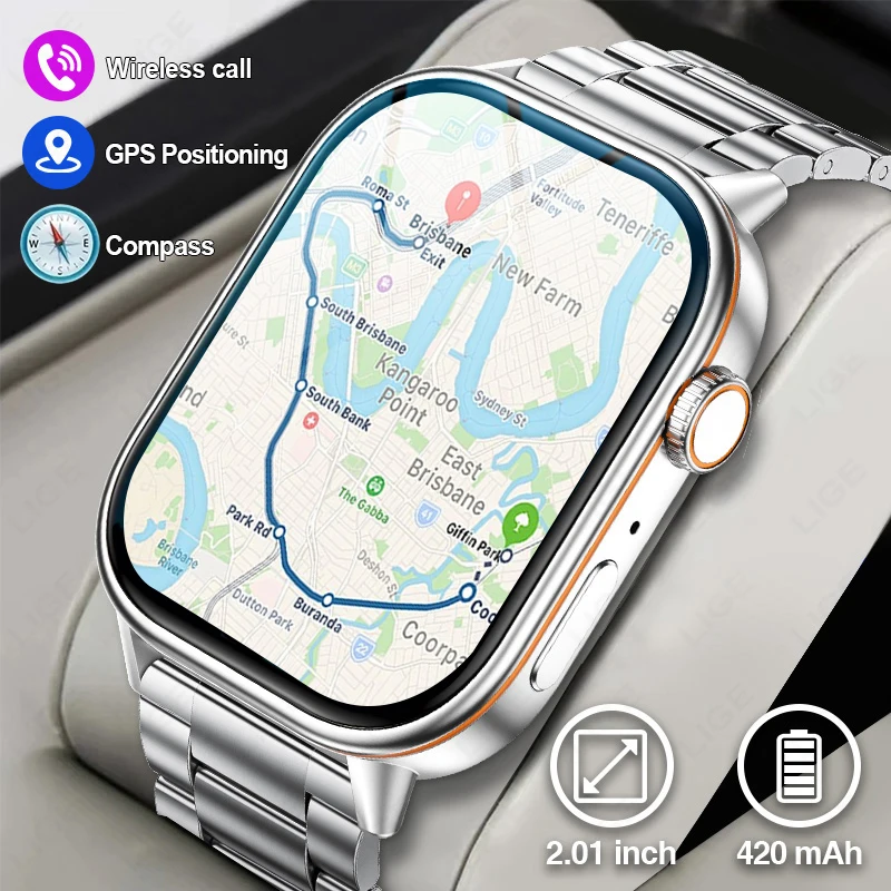 LIGE 2026 Neue GPS Smart Uhr Männer Bluetooth Anruf Kompass Outdoor Sport Fitness Gesundheit Monitor Frauen Smartwatch für Android iOS