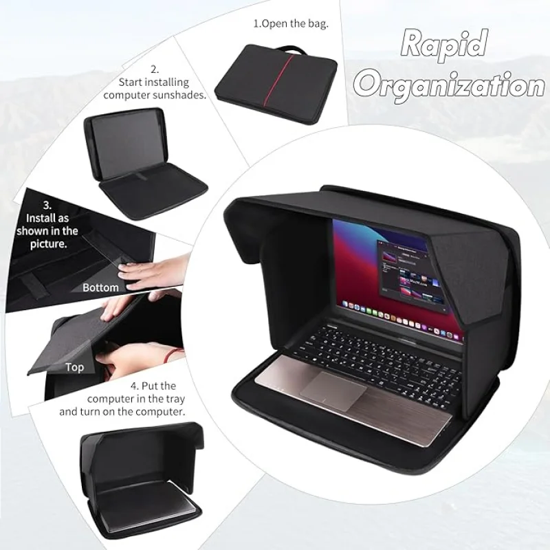 Pare-soleil Portable pour écran de confidentialité, sac pliable pour ordinateur Portable, travail en plein air pour Macbook Lenovo Dell, pare-soleil pour ordinateur