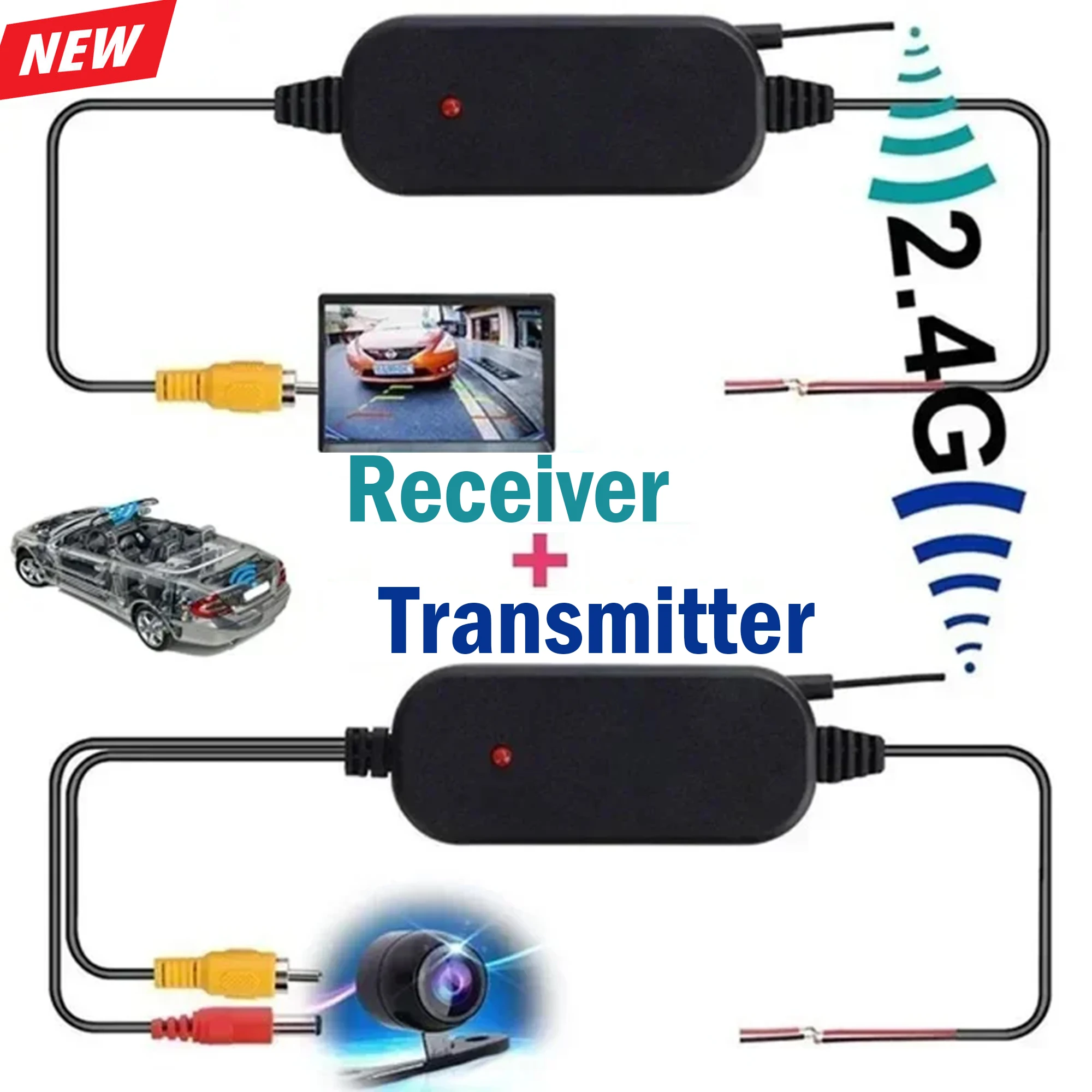 2,4 GHz Wireless Video Sender Empfänger für Auto DVD Monitor WIFI Reverse Rear Backup View Kamera