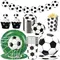 Fußball Party Supplies Fußball Pappteller Tassen Servietten Popcorn Box Banner Dekore Fußball Geschirr für Jungen Geburtstagsfeier