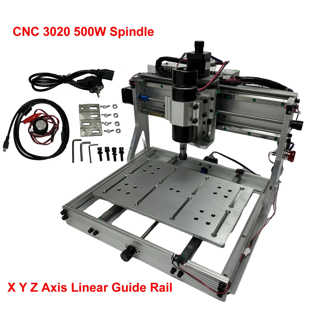Lineare Führungsschiene Aluminium CNC Router 3020 Graviermaschine 500 W Spindelmotor Endschalter E-Stop PCB Fräsmaschine GRBL Image
