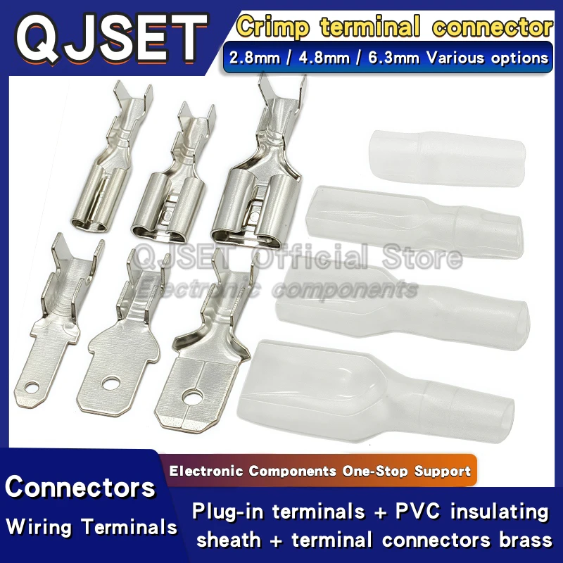 100Pcs 2,8mm 4,8mm 6,3mm Stecker Frühling Weiblich Männlich Spaten Kalt Crimp Terminals Stecker Auto Lautsprecher elektrische Draht Anschlüsse Set Image