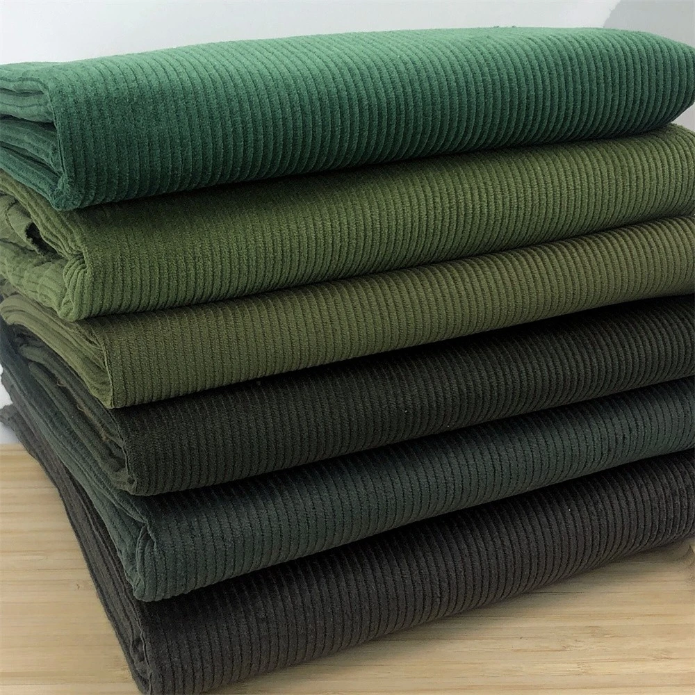 Grüner Baumwoll-Cordstoff, Polsterung per Meterware für Sofabezüge, Kissenbezug, Mantel, Hose, DIY-Nähen, weiches, tragbares Tuch, einfarbig
