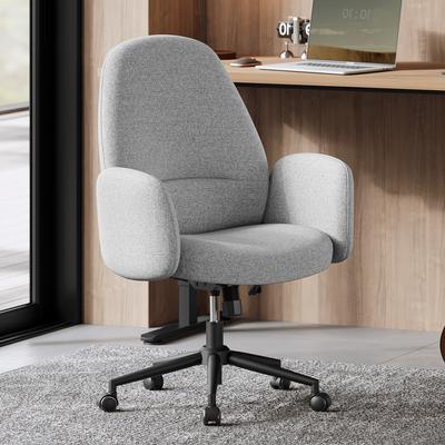 TEMU Swivel Office Chair Desk Chair Height Adjustable Modern Backrest Armrests Wide Seat Cotton Linen Blend Image