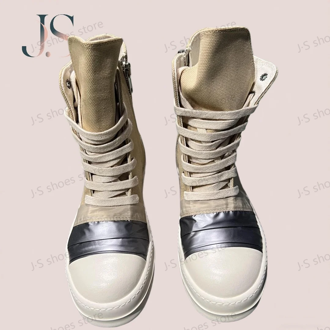 R-o Genious Apricot Canvas Stiefel High Top Schuhe Sneaker Herren Schuh Genious Reißverschluss Damen Ankle Boot Casual Sneakers