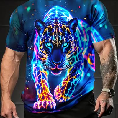 TEMU Men's Graphic 3d Print T-shirt - Streetwear Style Round Neck Short Sleeve, & Summer Tee, Machine Washable Regular Fit, Durable Casualwear Image