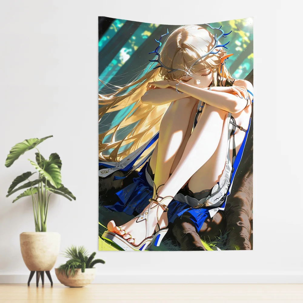 Cartethyia Anime Spiel W-Wuthering Waves Tapisserie Zimmer Dekor Wand Tuch Party Hängen Hintergrund Zimmer Dekor Baby Zimmer Image