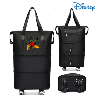 TEMU 1pc Mouse Graphic High-capacity Foldable Travel Bag With 4 Spinner Wheels, Fabric, Multiple Compartments & Ergonomic Handles For Men's Gym, Commuting, Yoga, Shopping, College Students Image