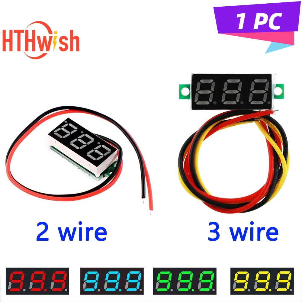 0,28 Zoll Mini DC LED Digital Voltmeter DC0-100V / 2,5-40V Meter Auto Auto Mobile Power Spannungsprüfer Detektor 12V Rot Grün Blau Image
