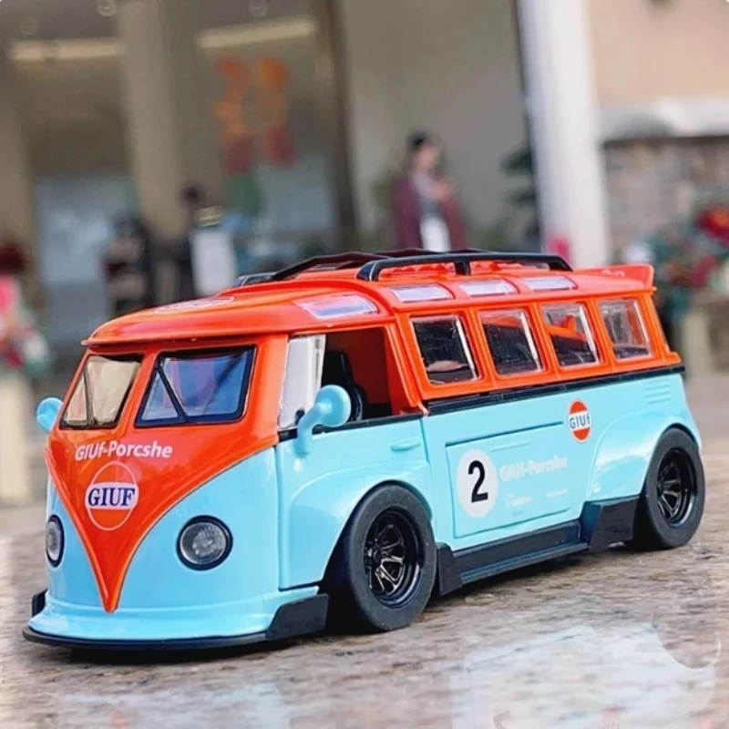 Simulation Maßstab 1:32 Volkswagen T1 Bus Legierung Auto Modell Sammlung Miniatur Voiture Home Decor Diecast Kinder Spielzeug Fahrzeug Image