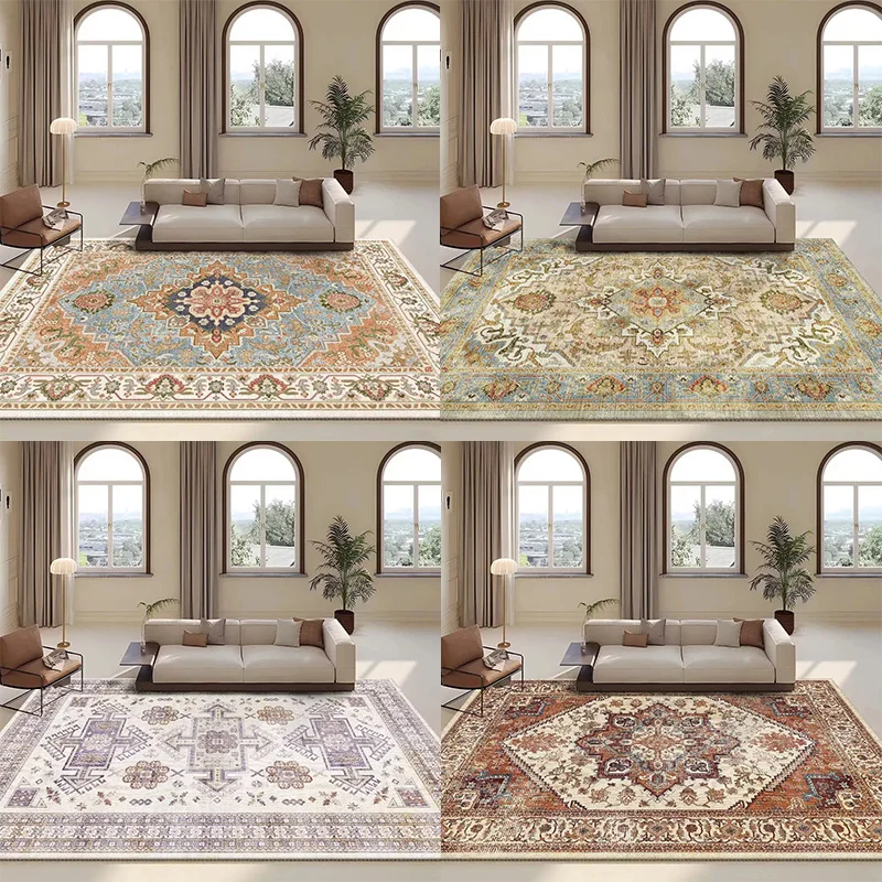 Persischer Retro-Teppich für Wohnzimmer, Sofabereich, rutschfester, waschbarer Teppich für Schlafzimmer Image