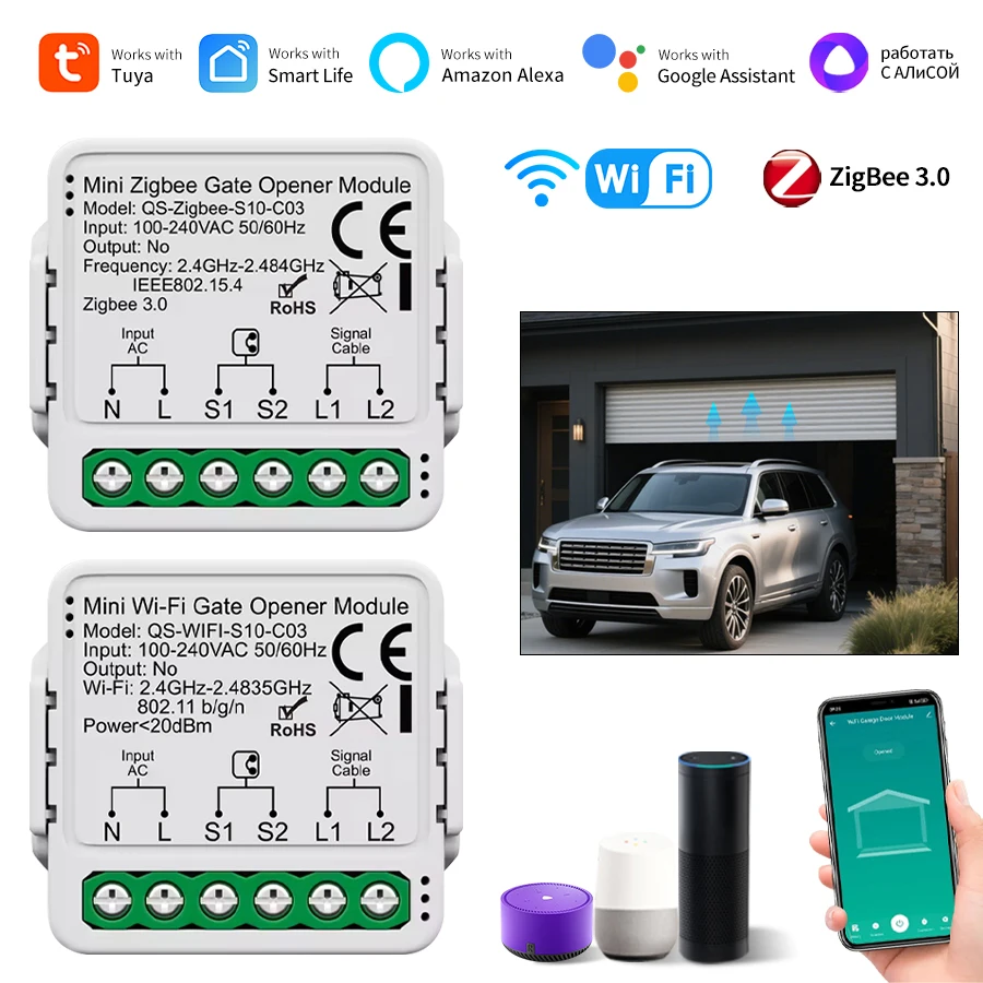 Tuya WiFi Zigbee Garage Türöffner Controller Tor Öffner Modul Smart Leben APP Remote Alexa Google Home Alice Sprachsteuerung Image