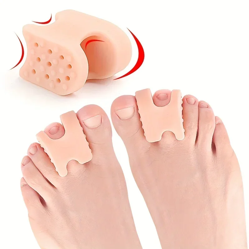 Zwei Zehenabstandshalter aus weichem Gummi, die sowohl für Männer als auch für Frauen geeignet sind, einen großen Zehenabstandshalter und eine Zehenpolster für den täglichen Gebrauch Image