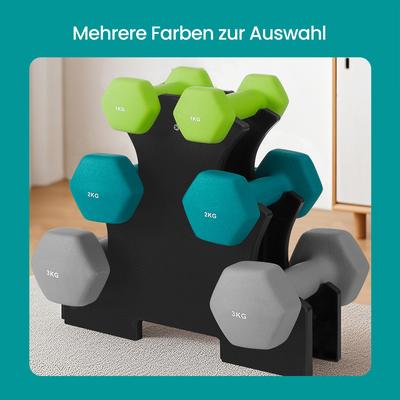 TEMU Weight Set, 3 Pairs, 2 X 1 Kg, Kg, 2 X 3 Kg, Storage, Gym, Strength Training, Non-slip Neoprene Coating Image