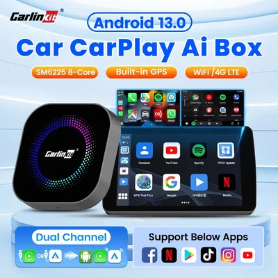Android 13 TV Box CarlinKit Wireless Android Auto & CarPlay Ai Box SM6225 8-Core Split Screen 4G LTE für IPTV Netflix Play Store
