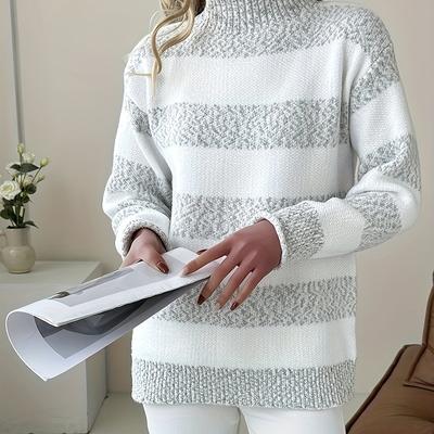 TEMU Women's Thickened Collar Sweater For The Autumn And Winter Of 2025, Loose-fitting, Suitable For Students, Warm Knitted Base Layer Top 009. Image