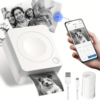 TEMU Nelko Sticker Printer, Pm230 Mini Printer, Wireless Label Maker With 1 Roll Of Paper, Includes Multiple Templates, Free Templates, Convenient Printing, Improved , For Office Organising Image