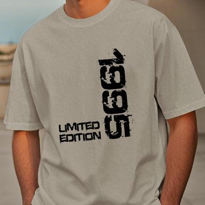 TEMU 30th Birthday Edition 1995 Men's Short Sleeve T-shirt - Royal Blue Geometric Summer Tee, Regular Fit Machine Washable, Milestone Celebration Shirt | Round Neckline Shirt | Casual Quality Tee Image