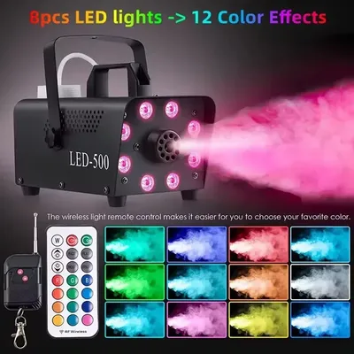 500W Colorful LED Smoke Machine Remote Fogger for DJ Christmas Party Wedding Stage Lighting Effects
