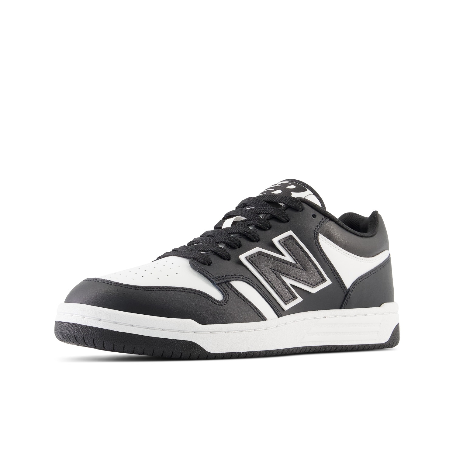 Sneaker NEW BALANCE "480", Gr. 45, schwarz-weiß (weiß, schwarz), Leder, Schuhe