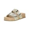 Pantolette PAUL GREEN "Paul Green Pantoletten Lederimitat", Damen, Gr. 39, grau (platin), Lederimitat, casual, Schuhe
