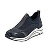 Slip-On Sneaker REMONTE "Elisabeth Hurley-Collection", Damen, Gr. 43, blau (nachtblau), Lederimitat, Lacklederimitat, Textil, sportlich, Schuhe, Keilsneaker, Slipper, Schlupfschuh, Freizeitschuh, vegan
