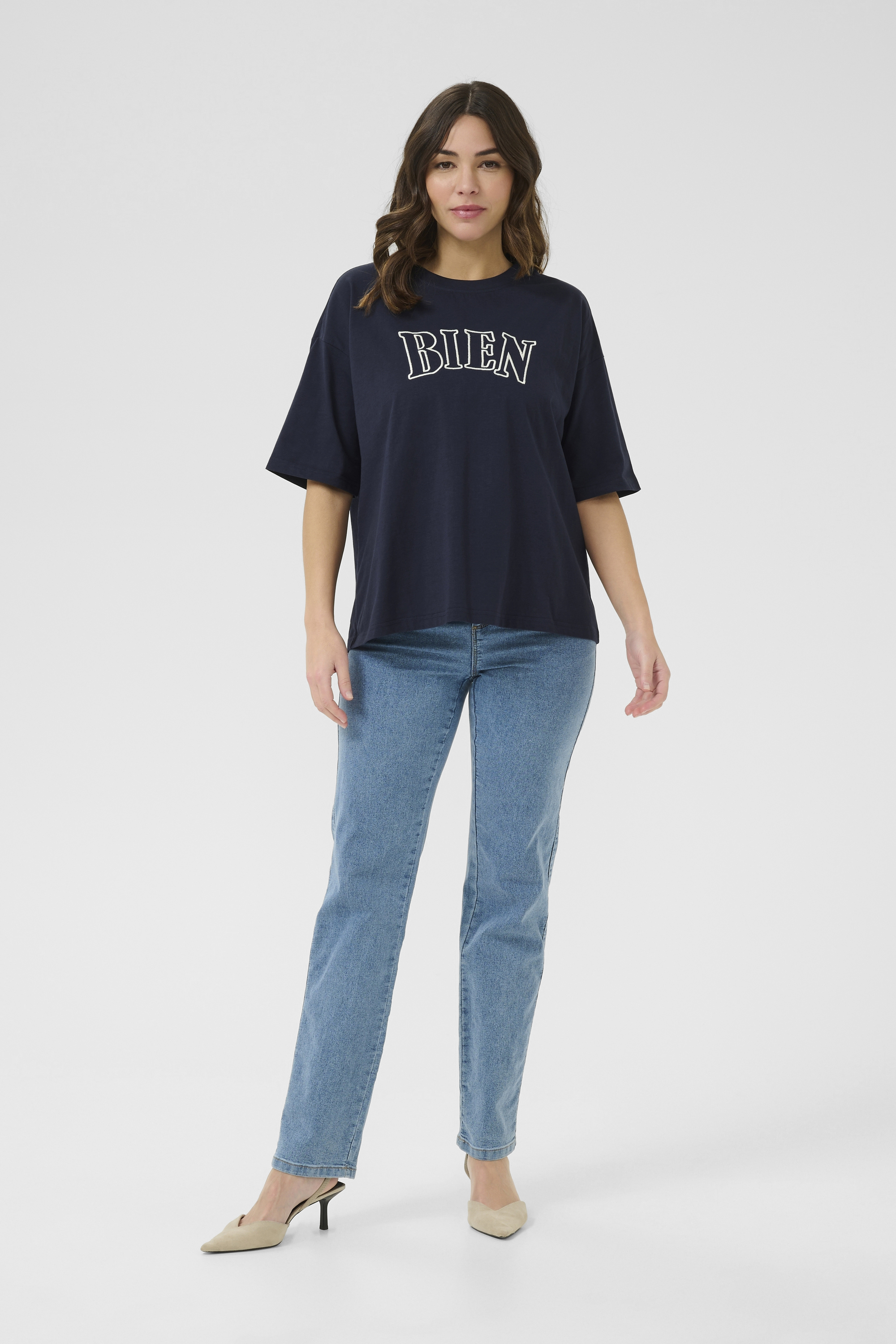 T-shirt Oversize fit Midnight M. W Chalk embroidery marine Image