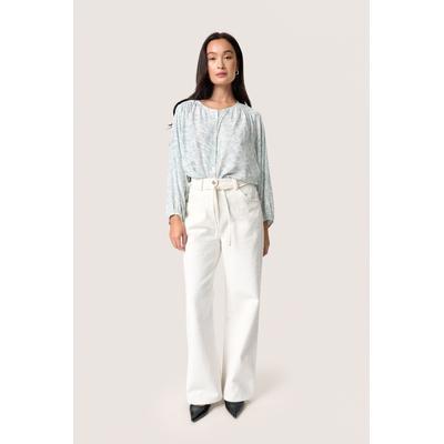 Langarm-Bluse Lockere Passform Silver Blue Stroke Print Image