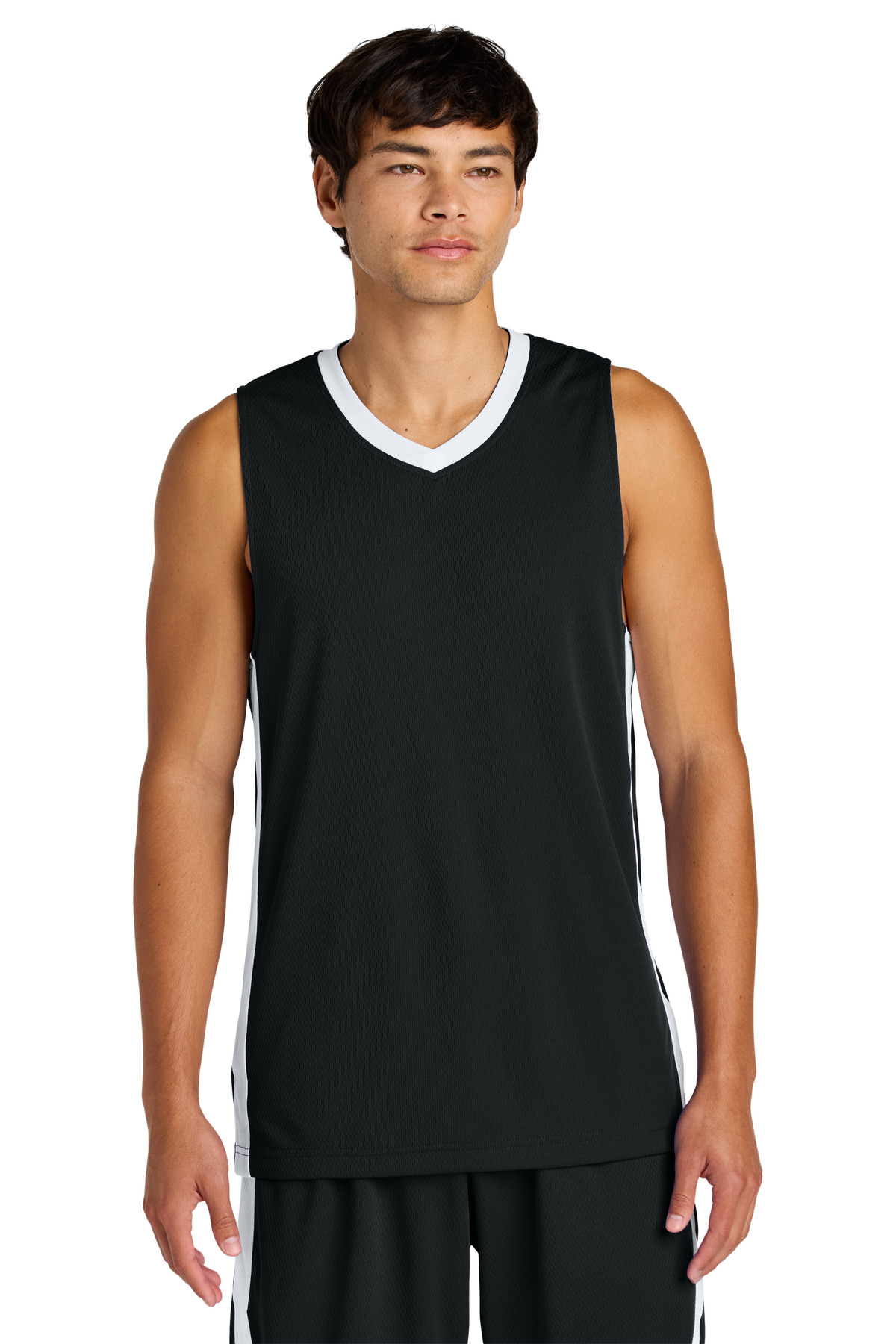 Sport-Tek ST900 Athletic Rival Basketball Rev Jersey T-Shirt in Black/White size 4XL | Polyester