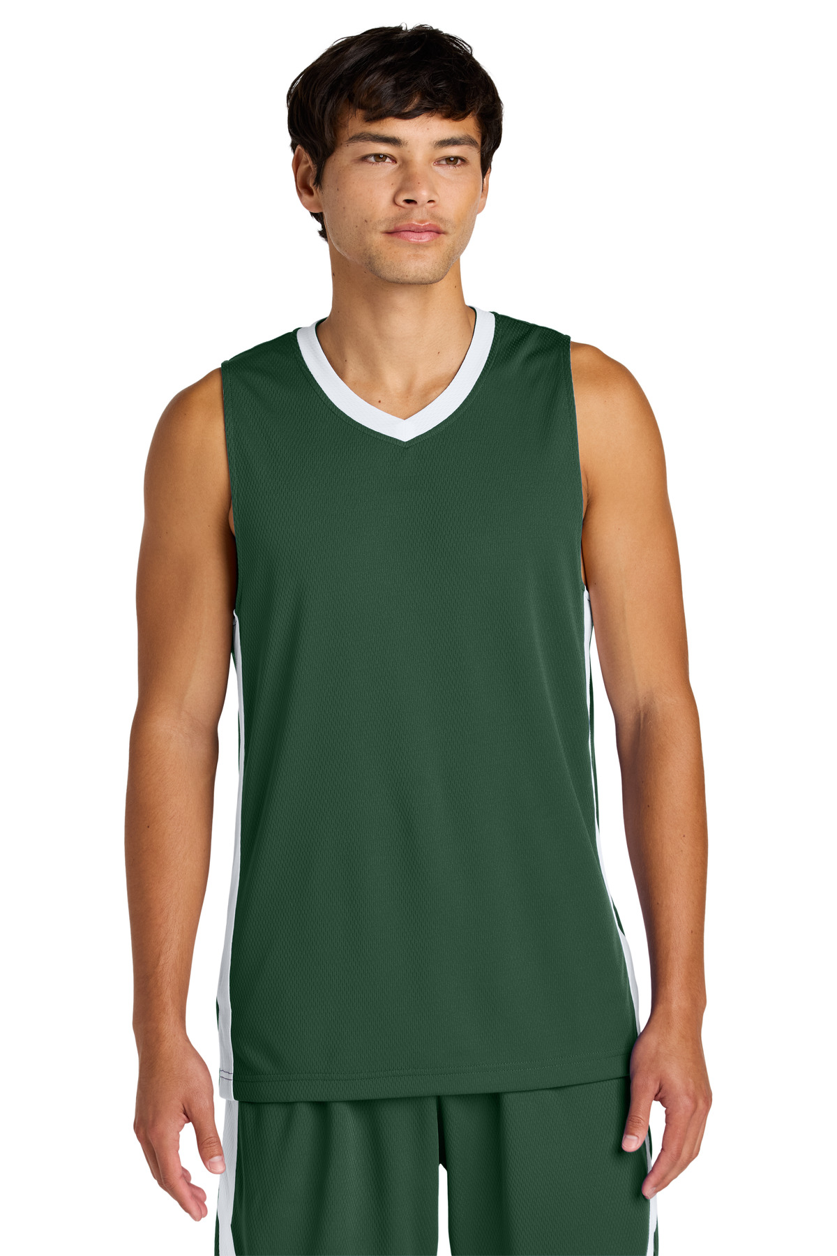 Sport-Tek ST900 Athletic Rival Basketball Rev Jersey T-Shirt in Forest Green/White size XL | Polyester
